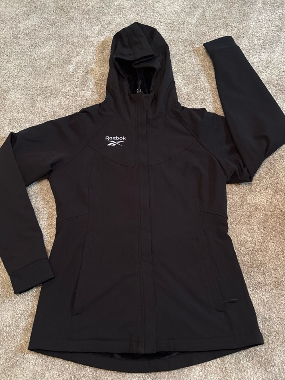 Reebok Black Hooded Utility Jacket with Logo